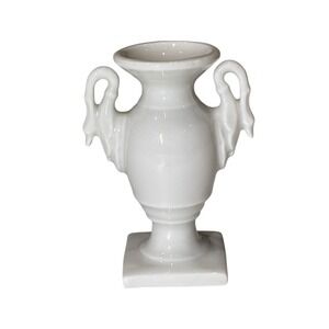 Limoges Swan Handles‎ Fine Porcelain Vintage White Vase Small Miniature France